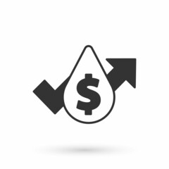 Obraz premium Grey Oil price increase icon isolated on white background. Oil industry crisis concept. Vector