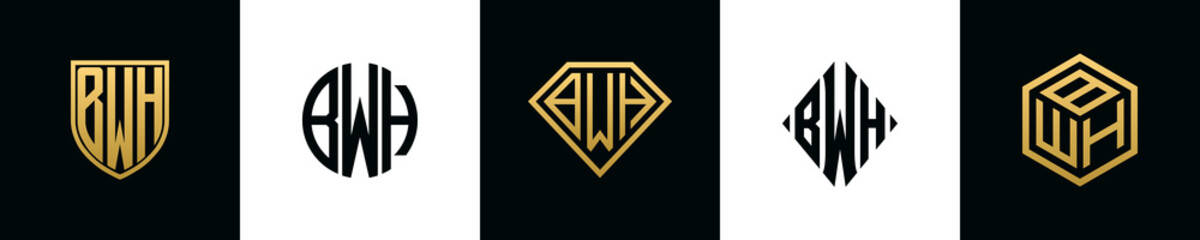 Initial letters BWH logo designs Bundle