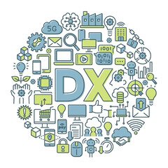 Fototapeta na wymiar DX　デジタルトランスフォーメーション　丸型のロゴ