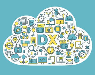 DX　デジタルトランスフォーメーション　雲型のロゴ