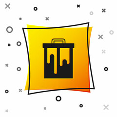 Black Honeycomb icon isolated on white background. Honey cells symbol. Sweet natural food. Yellow square button. Vector