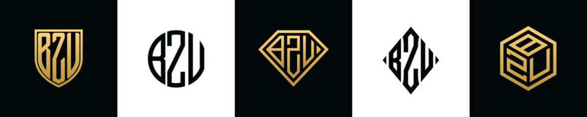 Initial letters BZU logo designs Bundle