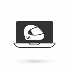 Grey Racing helmet icon isolated on white background. Extreme sport. Sport equipment. Vector