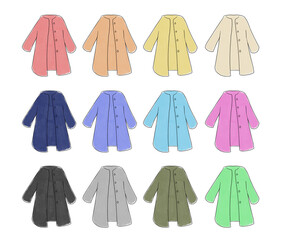 ロングコートのイラストセット