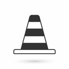 Grey Traffic cone icon isolated on white background. Vector