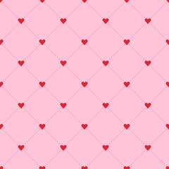 Valentines Red Heart Love Pink Diagonal Dash Line Seamless Pattern Cartoon Illustration, Mat, Fabric, Textile, Scarf, Wrapping Paper