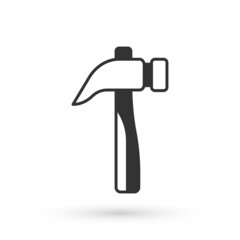Grey Hammer icon isolated on white background. Tool for repair. Vector