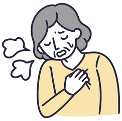 動悸　息切れ　女性　シンプルイラスト