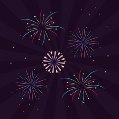 five fireworks in sky