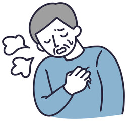 動悸　息切れ　男性　シンプルイラスト