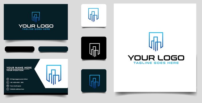 building modern inspiration logo with bussines card