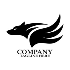 Modern stylized fast black wolf logo. Vector illustration