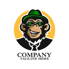 Modern ape coin logo. Vector illustration