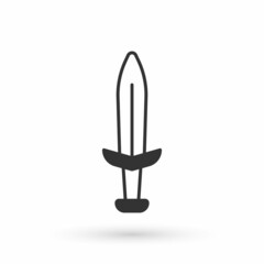 Grey Medieval sword icon isolated on white background. Medieval weapon. Vector