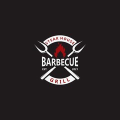 Barbecue logo. Steak house logo icon. Vector illustration template design