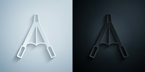 Paper cut Air blower bellows icon isolated on grey and black background. Paper art style. Vector