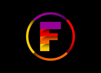 Obraz premium Colorful F monogram letter alphabet in a circle modern vector logo design for business and company
