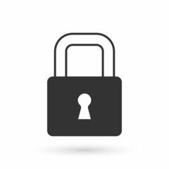 Grey Lock icon isolated on white background. Padlock sign. Security, safety, protection, privacy concept. Vector