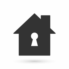 Grey House under protection icon isolated on white background. Home and shield. Protection, safety, security, protect, defense concept. Vector