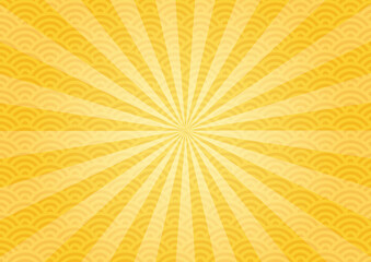 青海波　集中線　背景　黄色