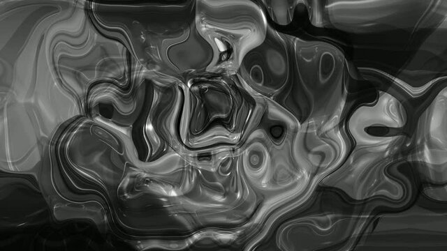 Abstract background marble liquid effect, black white silky liquid animation