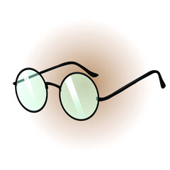 Round glasses with black frames. Vector illustration