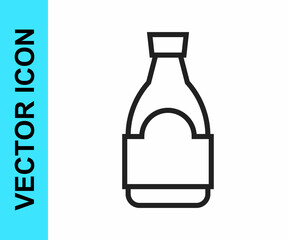 Black line Soy sauce bottle icon isolated on white background. Vector