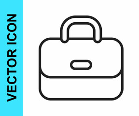 Black line Briefcase icon isolated on white background. Business case sign. Business portfolio. Vector