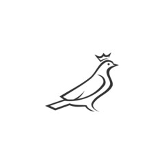 Dove Pigeon Line Crown Icon Template Isolated