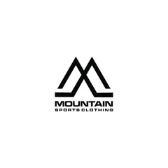 abstract letter M monogram mountain logo design hockey stick