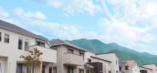 戸建て住宅　横長パノラマ　広告・WEB素材