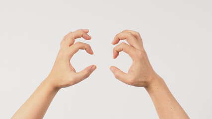  C++ Gang hand signs on white background.