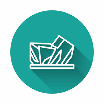 recommend clip art: White line Royal Ontario museum in Toronto, Canada icon isolated with long shadow. Green circle button. Vector