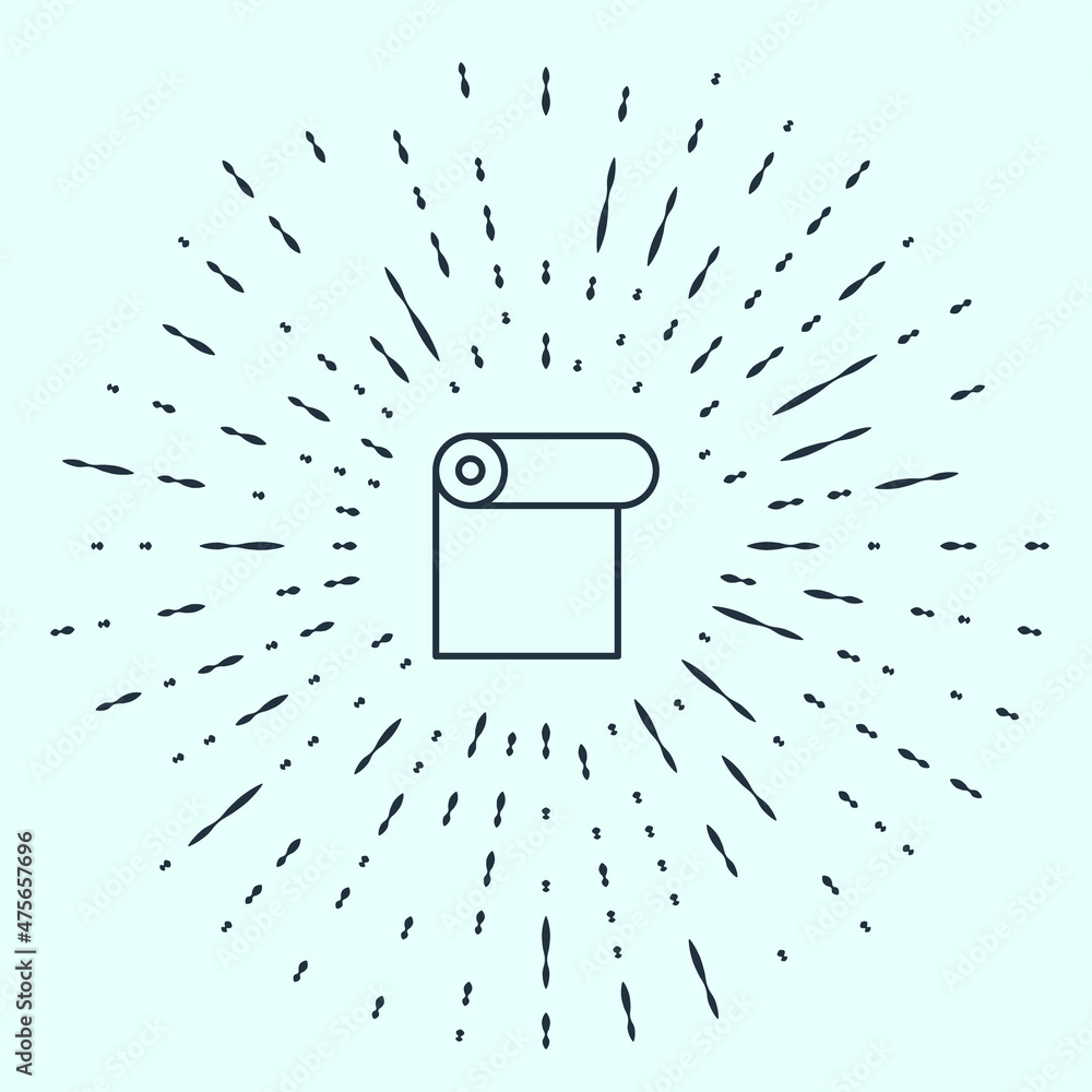 Poster black line roll of paper icon isolated on grey background. abstract circle random dots. vector