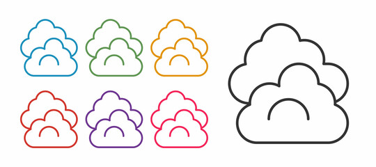 Set line Cloud icon isolated on white background. Set icons colorful. Vector