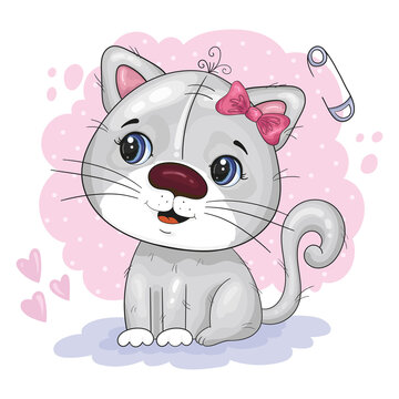 Cute Cartoon cat. Good for greeting cards, invitations, decoration, Print for Baby Shower, etc