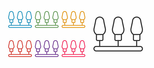 Set line Christmas lights icon isolated on white background. Merry Christmas and Happy New Year. Set icons colorful. Vector