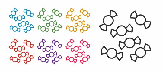 Set line Candy icon isolated on white background. Merry Christmas and Happy New Year. Set icons colorful. Vector