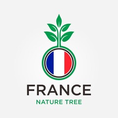 France Global Nature Tree Logo Vector