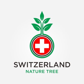 Switzerland Global Nature Tree Logo Vector