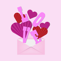 21121801 Pink Envelope Valentines Day Concept