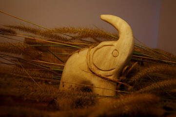 Elephant carvings are indigenous works in the north of Thailand.