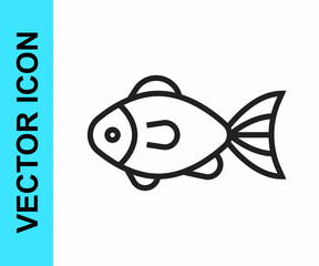 Black line Fish icon isolated on white background. Vector
