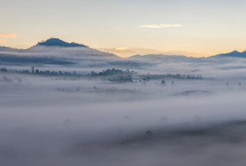 Obraz na płótnie Canvas landscape amazing fog falls landscape over mountain in thailand.