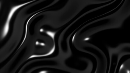 Fototapeta premium Black metal texture with waves, liquid dark metallic silk wavy pattern, 3D render illustration.