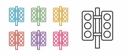 Set line Racing traffic light icon isolated on white background. Set icons colorful. Vector