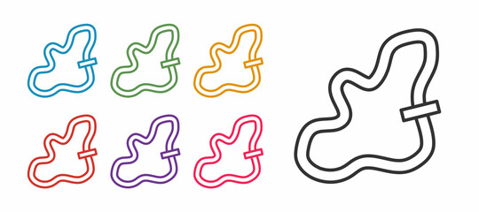 Set line Racing track icon isolated on white background. Set icons colorful. Vector