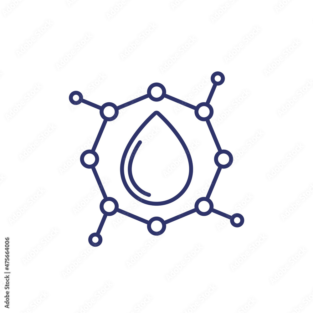 Poster nano particles line icon with a drop