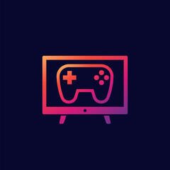 TV and gamepad vector icon