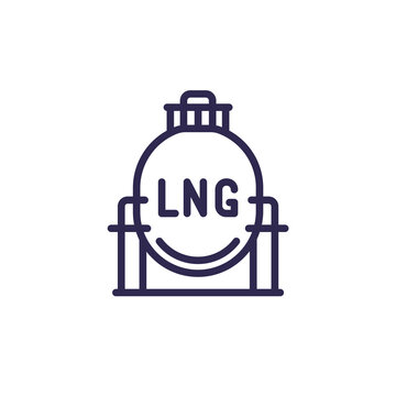 Lng Tank Line Icon, Industrial Gas Storage